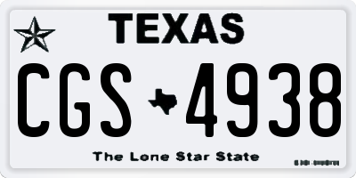 TX license plate CGS4938