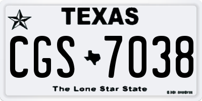 TX license plate CGS7038