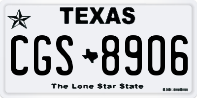TX license plate CGS8906