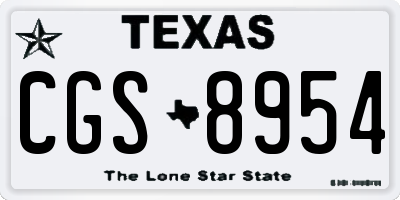 TX license plate CGS8954