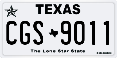 TX license plate CGS9011