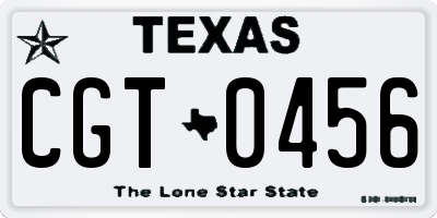 TX license plate CGT0456