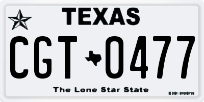 TX license plate CGT0477