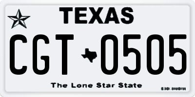 TX license plate CGT0505