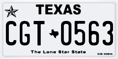 TX license plate CGT0563