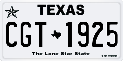 TX license plate CGT1925