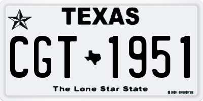 TX license plate CGT1951