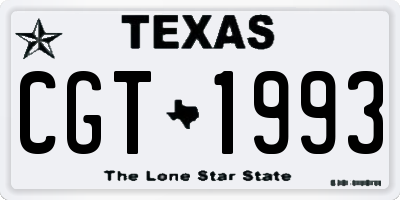 TX license plate CGT1993
