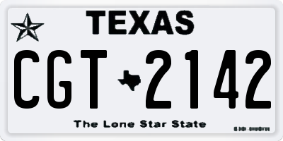 TX license plate CGT2142