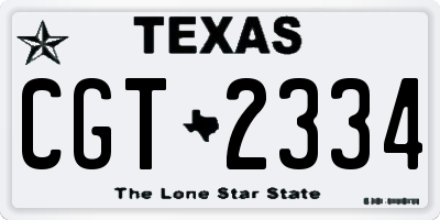 TX license plate CGT2334