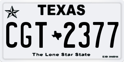 TX license plate CGT2377