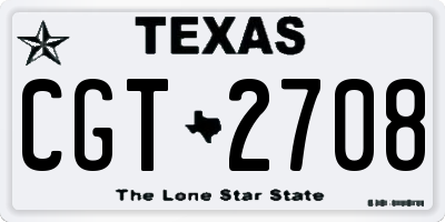 TX license plate CGT2708
