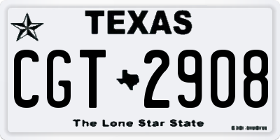 TX license plate CGT2908
