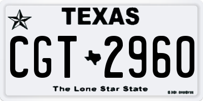 TX license plate CGT2960