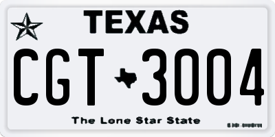 TX license plate CGT3004