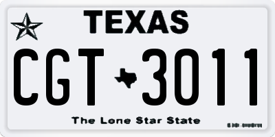 TX license plate CGT3011