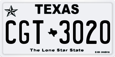 TX license plate CGT3020