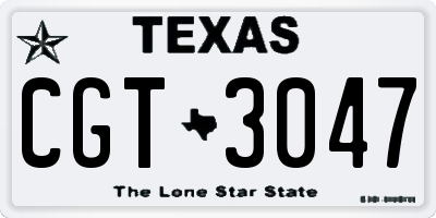 TX license plate CGT3047