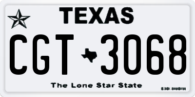 TX license plate CGT3068