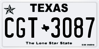 TX license plate CGT3087