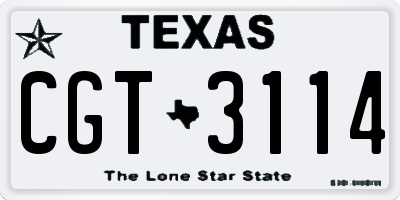 TX license plate CGT3114