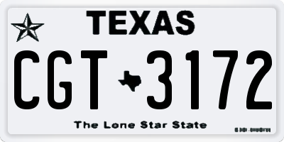 TX license plate CGT3172