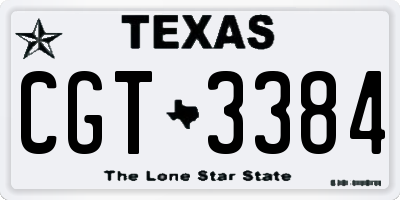 TX license plate CGT3384
