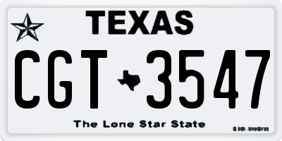 TX license plate CGT3547