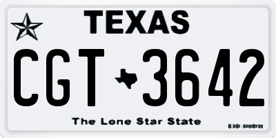 TX license plate CGT3642
