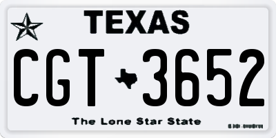 TX license plate CGT3652