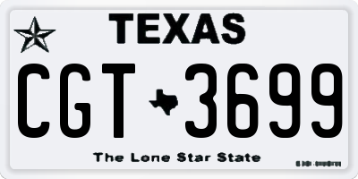 TX license plate CGT3699