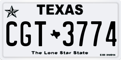 TX license plate CGT3774