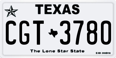 TX license plate CGT3780