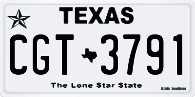TX license plate CGT3791