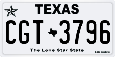 TX license plate CGT3796