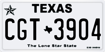 TX license plate CGT3904