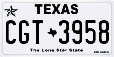 TX license plate CGT3958