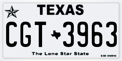 TX license plate CGT3963