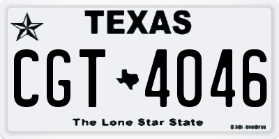 TX license plate CGT4046