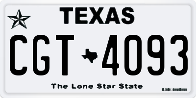 TX license plate CGT4093