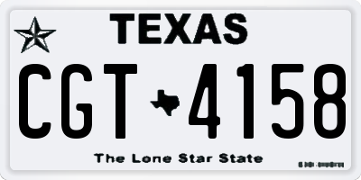 TX license plate CGT4158