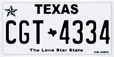 TX license plate CGT4334