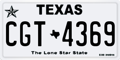 TX license plate CGT4369