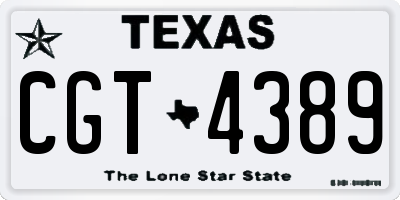 TX license plate CGT4389