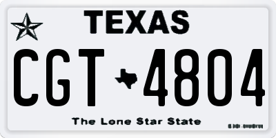 TX license plate CGT4804
