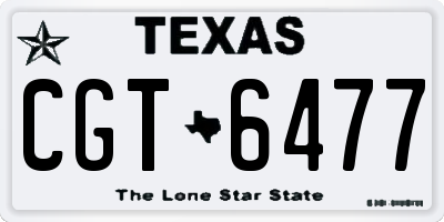TX license plate CGT6477