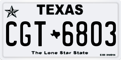 TX license plate CGT6803