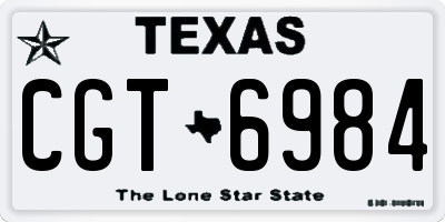 TX license plate CGT6984