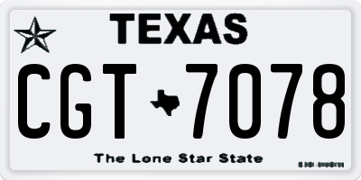 TX license plate CGT7078
