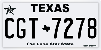 TX license plate CGT7278